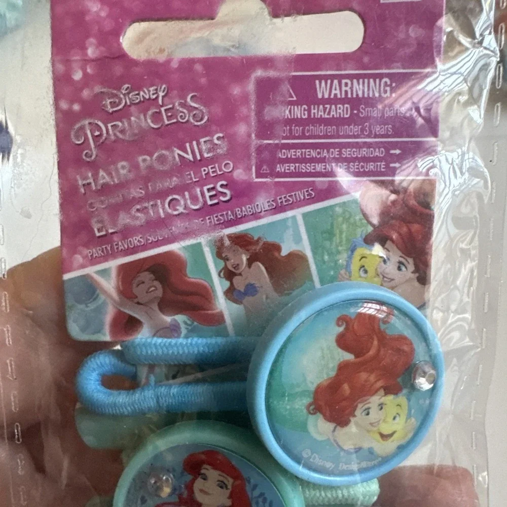 Ariel Little Mermaid B-Day Party game, Blowouts, Hair Ties, Thank You Cards
